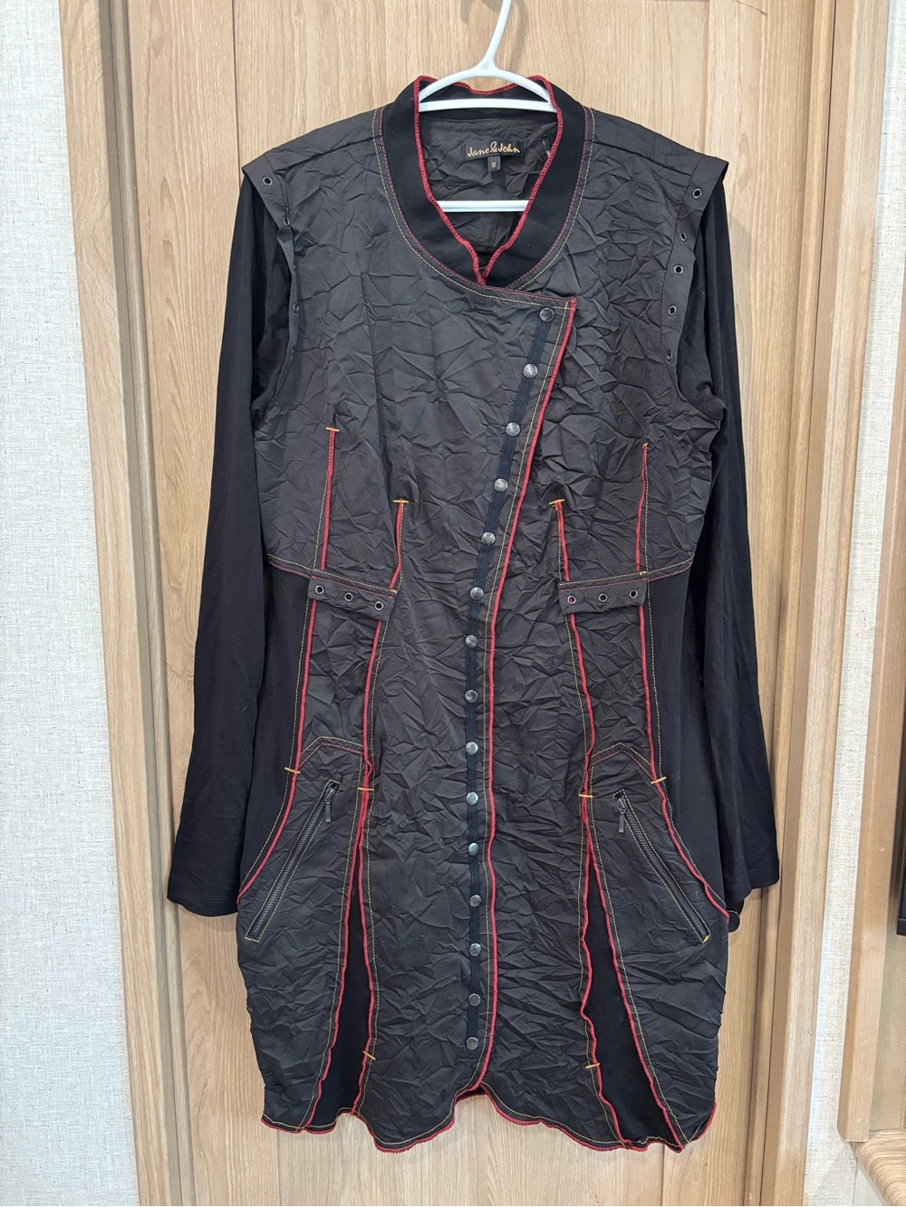 Jane + John Mode Tricotto Black Snap Tunic Dress M Avant Garde Goth Steampunk